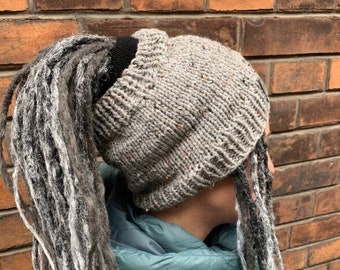 dreadlocks tube hat headband braids dreads turban beanie winter boho melange grey