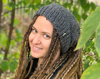 dreadlocks tube hat headband braids dreads turban beanie winter boho grey