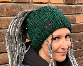 dreadlocks tube hat headband rasta dreads turban beanie wool boho bottle green braids