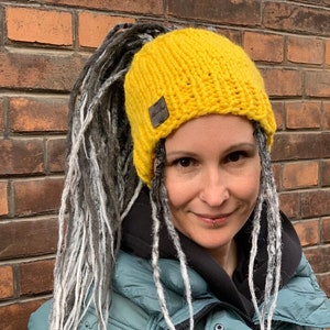 dreadlocks tube hat headband rasta dreads turban beanie wool boho yellow braids