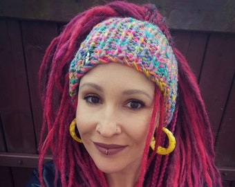 dreadlocks band tube hat headband boho dreads turban beanie winter colorful yarn