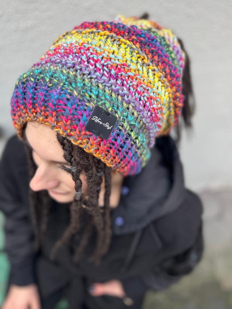 dreadlocks tube hat headband rasta dreads turban beanie winter boho rainbow melange vegan