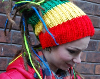 dreadlocks tube hat headband rasta dreads turban beanie winter ski black yarn