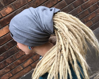 Dreadlocks Tube Hut Stirnband Rasta Dreads Turban Mütze Winter Ski grau