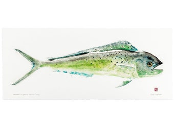 Gyotaku Fish Print - Mahimahi Dorado fish - Limited Edition Art by Maui Artist Debra Lumpkins