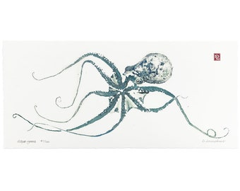 Gyotaku - Octopus Art - Limited Edition Print by Maui Artist Debra Lumpkins