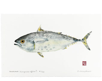 Gyotaku Fish Print - Tuna - Limited Edition Art by Maui Artist Debra Lumpkins