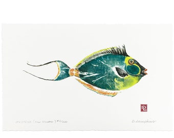 Gyotaku Fish Print - Hawaiian Surgeonfish - Limited Edition Art by Maui Artist Debra Lumpkins