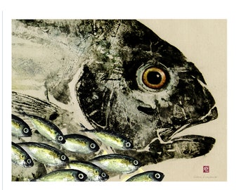 Gyotaku Fish Print - Kagami Ulua - by Maui Artist Debra Lumpkins