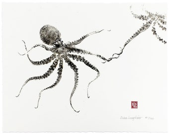 Gyotaku - Octopus Art - Limited Edition Print by Maui Artist Debra Lumpkins