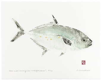 Gyotaku Fish Print - Ulua - Limited Edition Art by Maui Artist Debra Lumpkins
