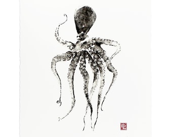 Gyotaku - Octopus Art - Limited Edition Print by Maui Artist Debra Lumpkins