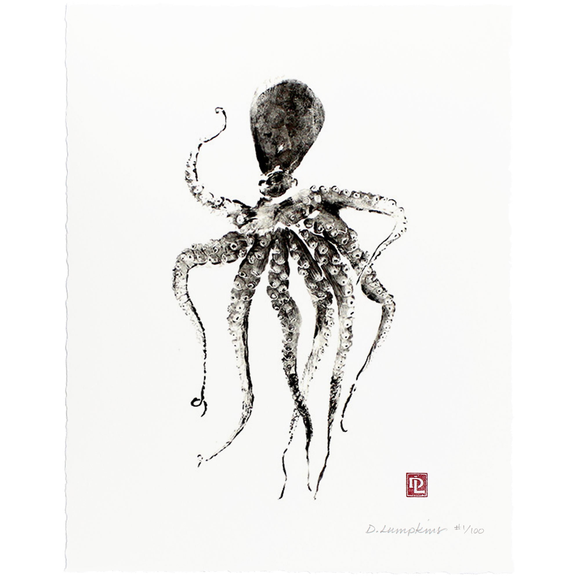 Gyotaku Octopus Art Limited Edition Print by Maui Artist Debra Lumpkins -   Canada