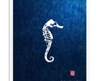 Gyotaku - Seahorse art - Limited Edition Print by Maui Artist Debra Lumpkins