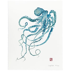 Gyotaku Octopus Print - Hawaiian Octopus - Limited Edition Art by Maui Artist Debra Lumpkins