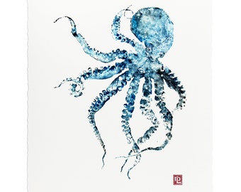 Gyotaku - Octopus Art - Limited Edition Print by Maui Artist Debra Lumpkins