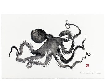 Gyotaku Octopus Hawaii Art by Debra Lumpkins