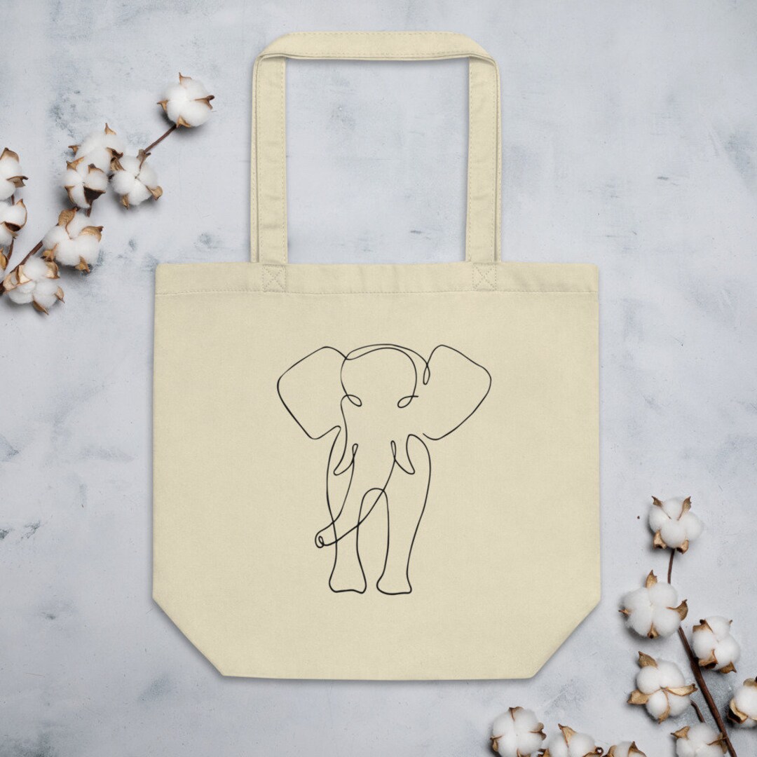 Elephant Bag, Illustrated Elephant Canvas Bag, Reusable Shopper ...