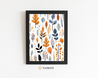 PRINTABLE Autumn Fall Leaves Floral | Kitchen Room Wall Decor Digital Download | Tucreate Prints | A5 A4 A3 | #0002