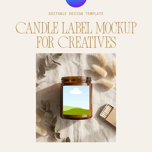 Candle Jar Mockup Canva Template | 3 Editable Candle Label Mockup | Small Batch & POD Sellers | Candle makers | Amber Glass Flat Lay Mockup