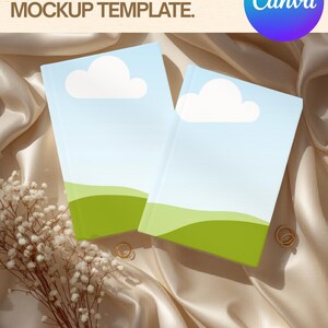 Vow Book Mockup Canva Template | Editable Wedding Vow books Flat Lay