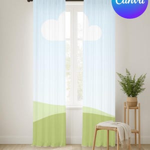 Gingham Curtain Mockup Template | Editable Canva Window Drapery Mockup (Digital Download)