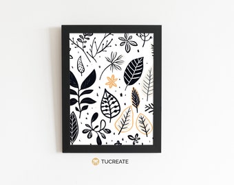 PRINTABLE Fall Autumn Leaves Floral | Living Room Wall Decor Digital Download Tucreate Prints | A5 A4 A3 | #0001