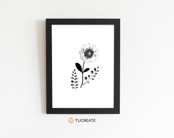 Floral digital flower Print | PRINTABLE Leaves Floral art | Wall Decor Digital Download | Tucreate Prints | A5 A4 A3 | #0012