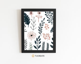 PRINTABLE Autumn Fall Leaves Floral | Bathroom Wall Decor Digital Download | Tucreate Prints | A5 A4 A3 | #0003