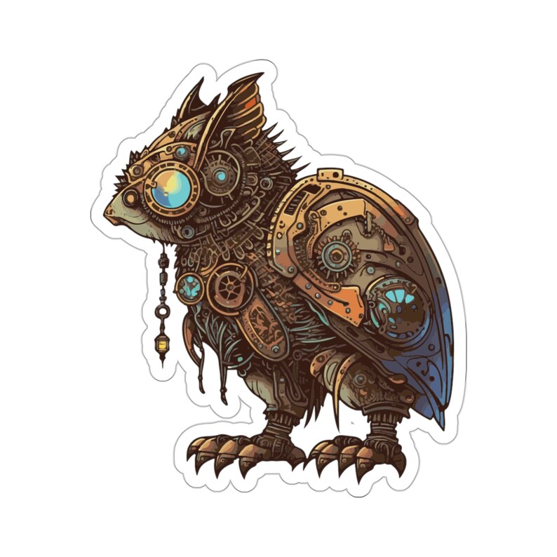 Steampunk hybrid animal Hawks Vinyl Sticker image 2