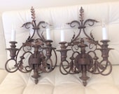 Pair of LARGE Ornate Sconces- Bronze Brown Colored with Gold Accents