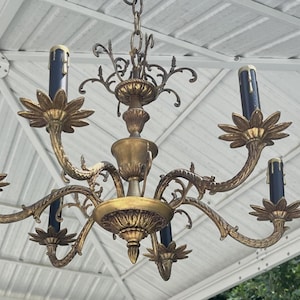 Ornate Vintage Brass Chandelier, Spain Style, FOR RESTORING