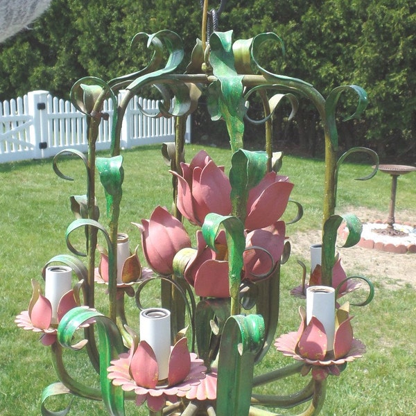 Reservados para P-Vintage italiano Tole araña rosa tulipanes-único
