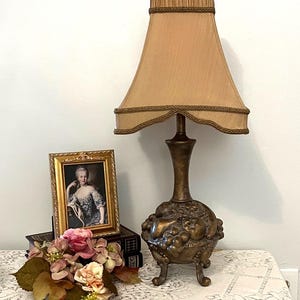 Ornate Gold Lamp with Elegant Shade- Fruit Design
