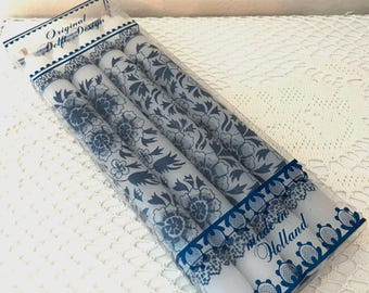 Vintage Delft Blue Candles Made in Holland, Set of 4 in Package