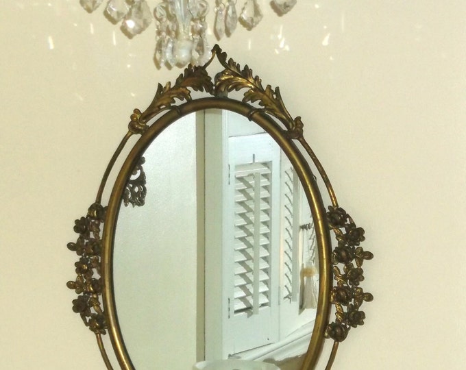 Antique Victorian Ornate Brass Mirror With Rose Etsy