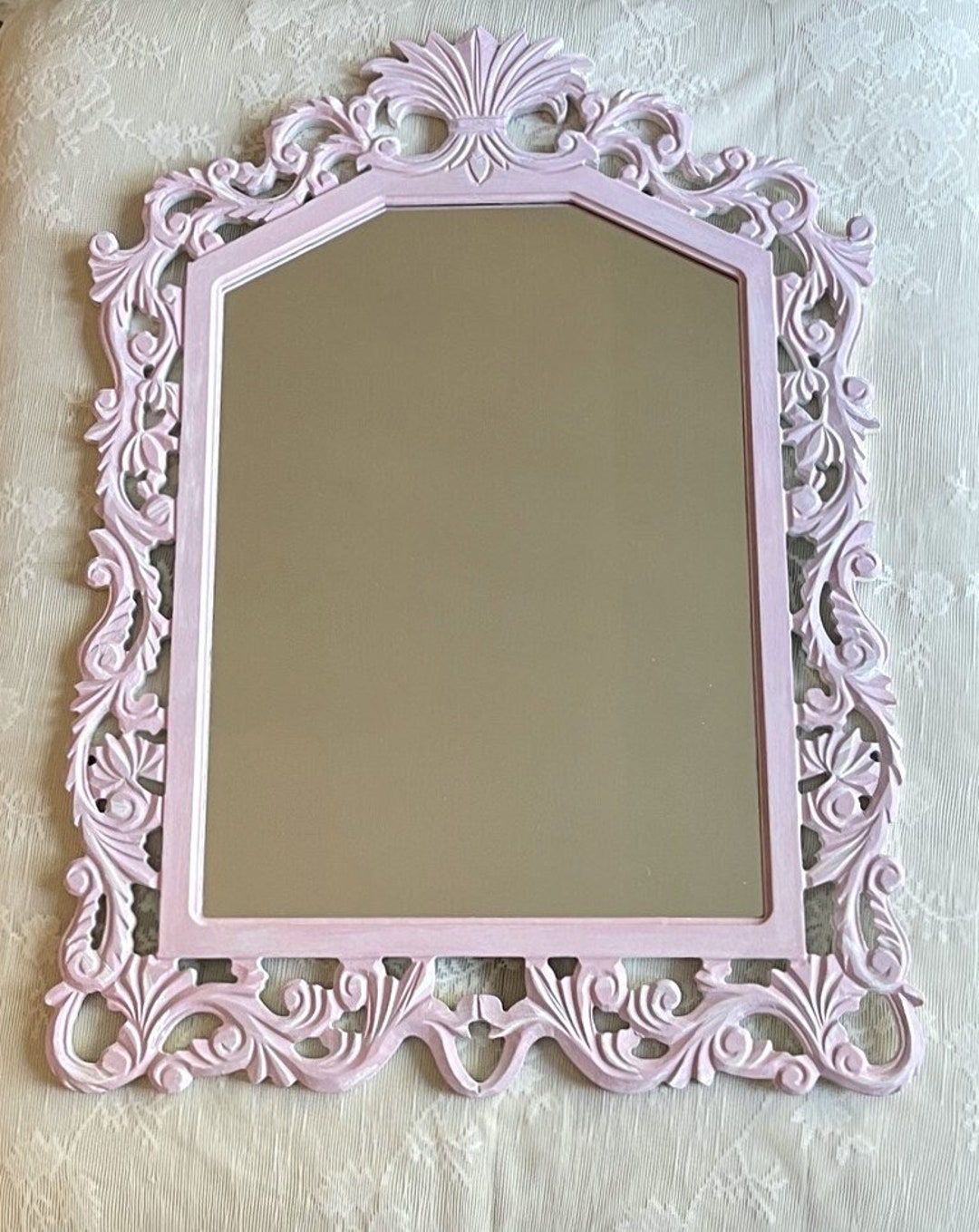Ornate Medium Sized Mauve Pink Wall Mirror, Shabby Distressed Etsy