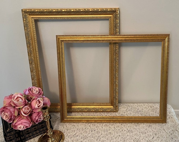 Two Beautiful Vintage Ornate Gold Frames, for Gallery Wall or Projects