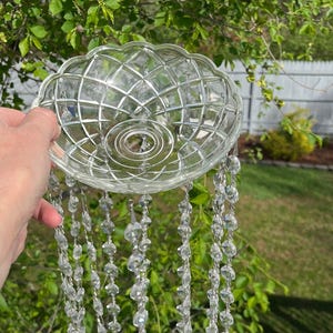 Large 12 Pin Chandelier Bobeche with Long Crystal Strands