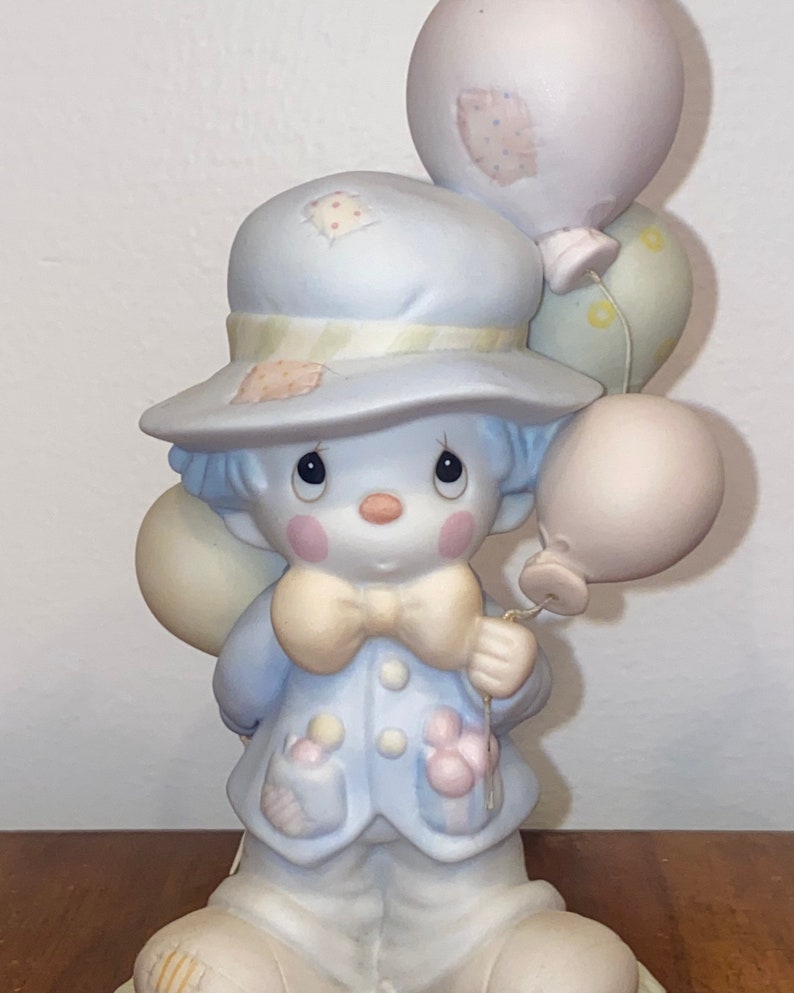 PROFITS FUND ADOPTION! : Vintage Precious Moments I Get A Bang Out Of You Bisque Porcelain Clown wBalloons Figurine 1984 Enesco Gift
