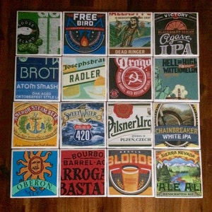 FATHER’S DAY Gift*** Set of 4 Handmade Craft Beer Ceramic Coasters - Your Choice Made w/Upcycled Materials, One of a Kind