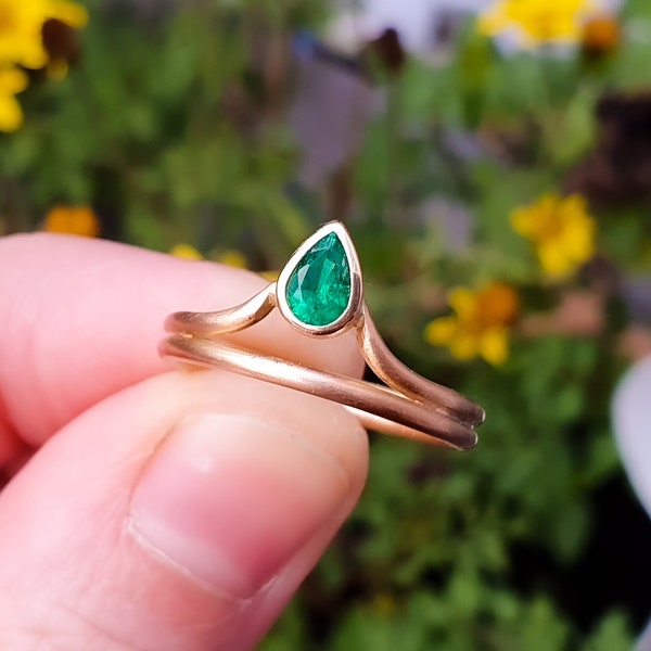 Smaragd Smaragdring Verlobungsring aus 750er Rosègold