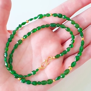 Tsavorite necklace Tsavorite necklace Tsavorite gold necklace 750 gold green garnet Tsavolite