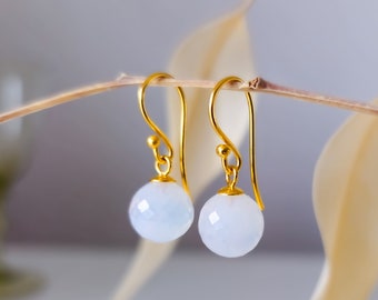 Moon quartz earrings moon quartz gold earrings gemstone earrings gemstone earrings 925 sterling silver gold plated