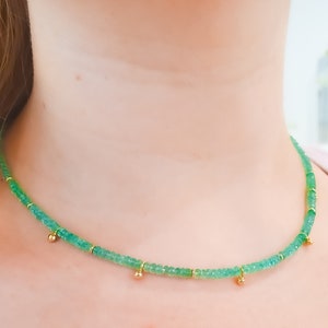Emerald necklace 750 gold handmade unique image 1
