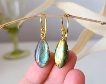 Labradorite earrings Labradorite gold earrings gemstone earrings gemstone earrings 925 sterling silver gold plated