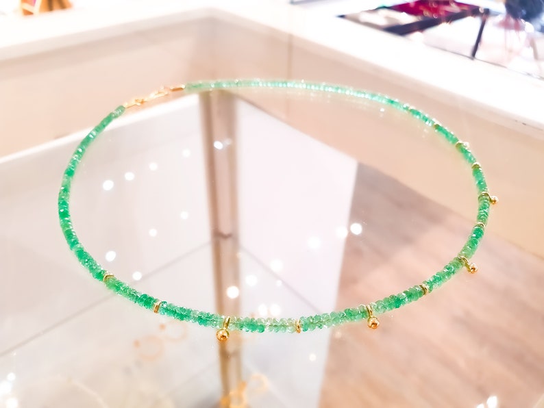 Emerald necklace 750 gold handmade unique image 3