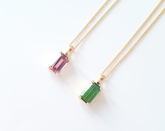 Gold necklace with tourmaline pendant 585 gold pink tourmaline gold pendant