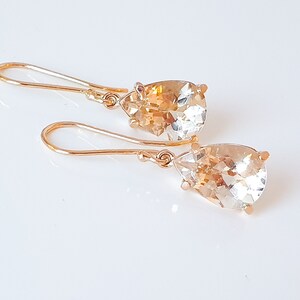 Large gemstone earrings rose gold earrings morganite 585 rose gold Pink Beryl Teardrop cut Statement earrings image 2