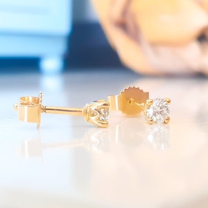 Diamond Earstud Earring 0.355 Carat 18k yellow gold | Custom Handmade Jewelry for her | Gift for Christmas Wedding or Birthday